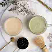 green milk tea recipe flatlay horizontal